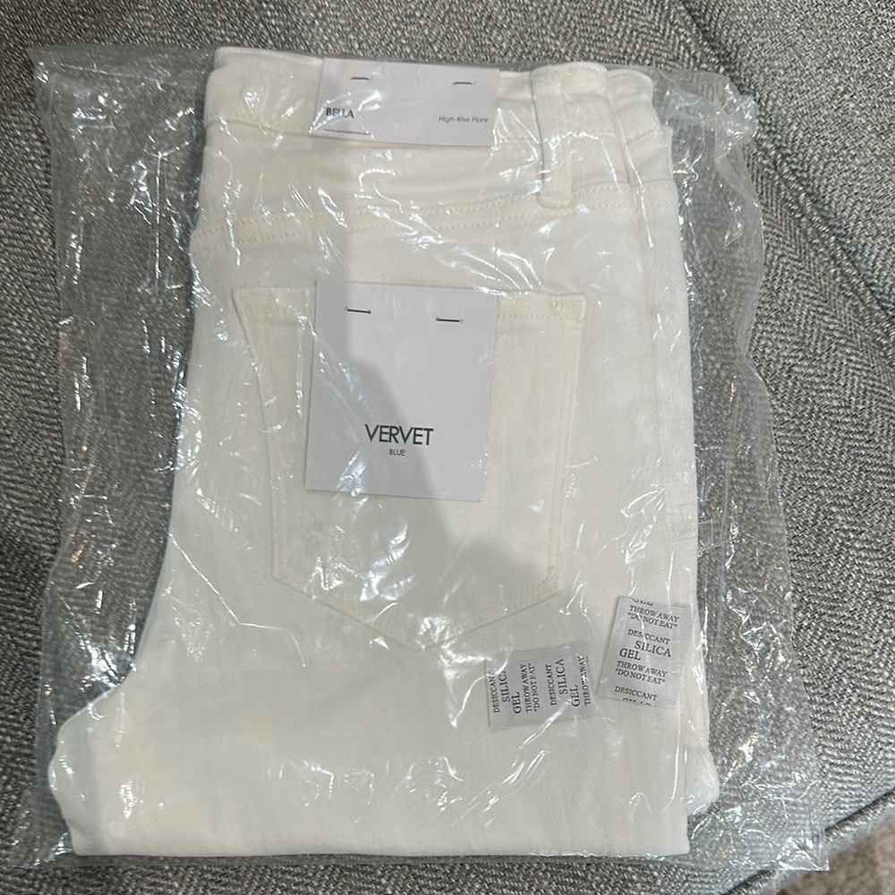VERVET BY FLYING MONKEY Cream Flare Jeans